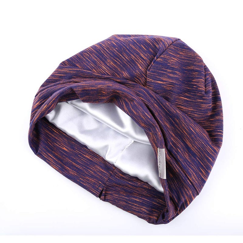 ELIHAIR Beanie Sleep Hats Bonnet for Night Sleeping Cap Silky Lined Satin Bonnet with Adjustable Elastic Band for Women Girls Curly Frizzy Hair Cover(Regular Rose Violet) - Image 2
